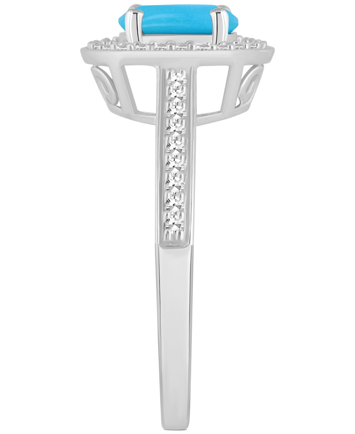 Cultured Freshwater Pearl & Diamond (1/5 ct. t.w.) Halo Ring in Sterling Silver (Also in Onyx, Labradorite & - Turquoise