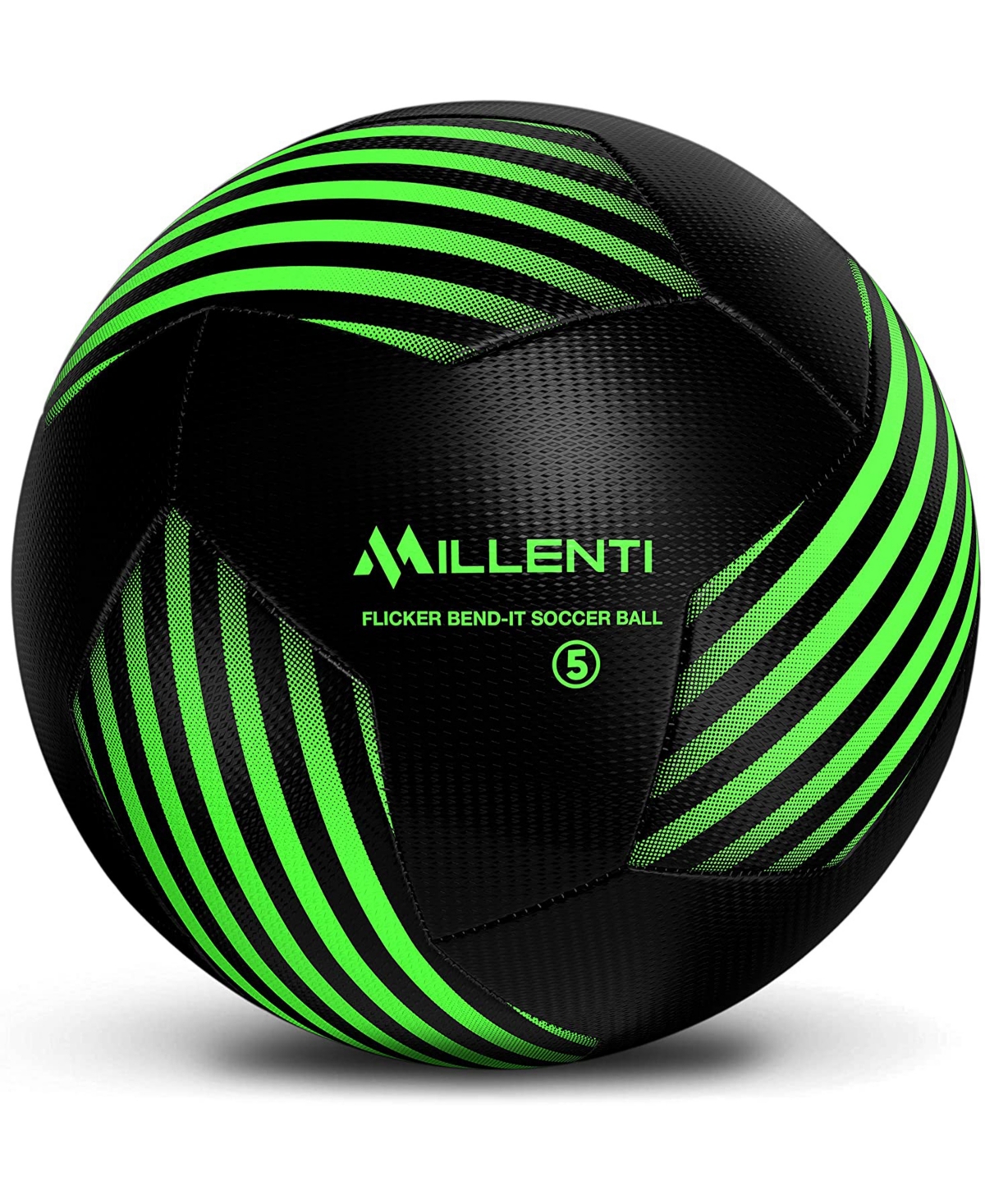 Millenti Us Soccer Ball Official Size 5 - Flicker Bend-it Soccer Ball With High-visibility, Easy-to-track Des In Green