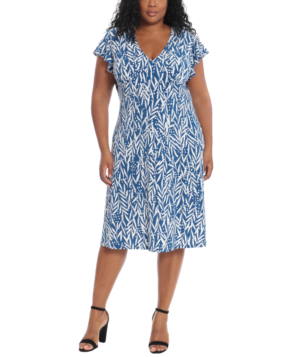 London Times Plus Size Printed Fit & Flare Dress