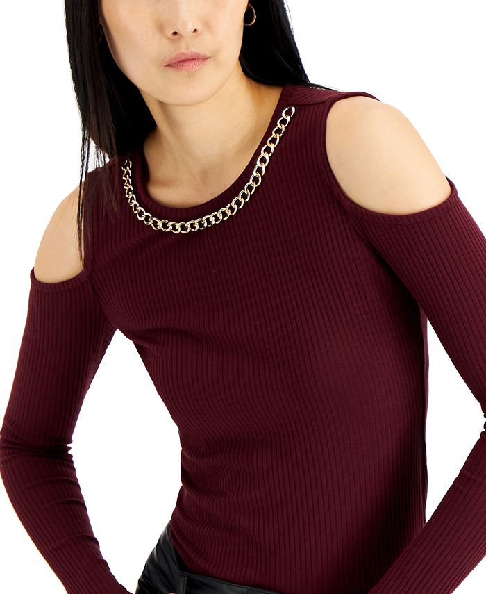 INC International Concepts Frayed Cold Shoulder Top main image 0