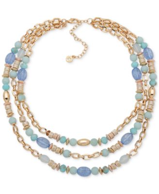 Anne Klein - Gold-Tone Beaded Multi-Strand Necklace, 19" + 3" extender