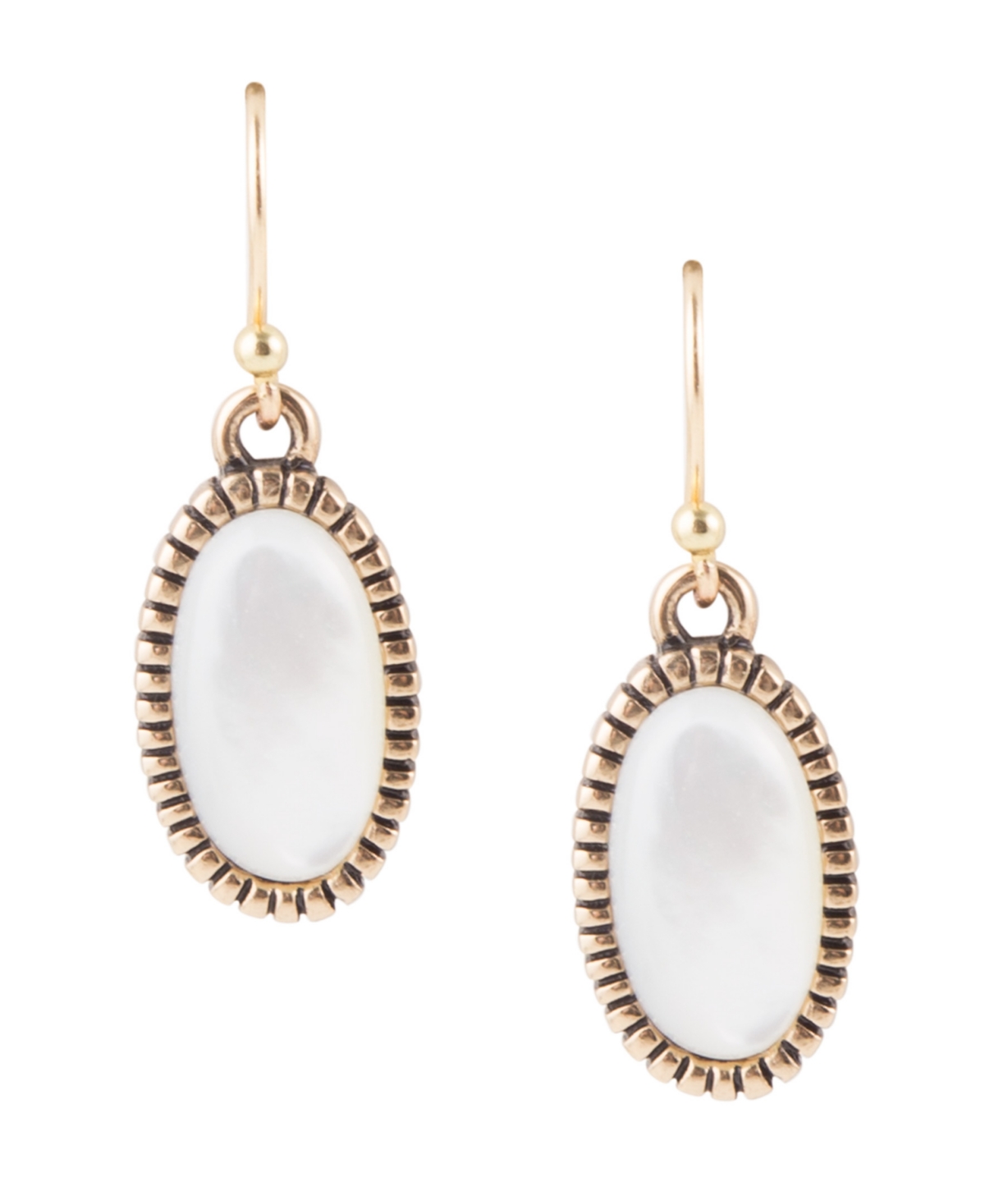 Barse Roman Bronze and Genuine Mother-of-Pearl Drop Earrings