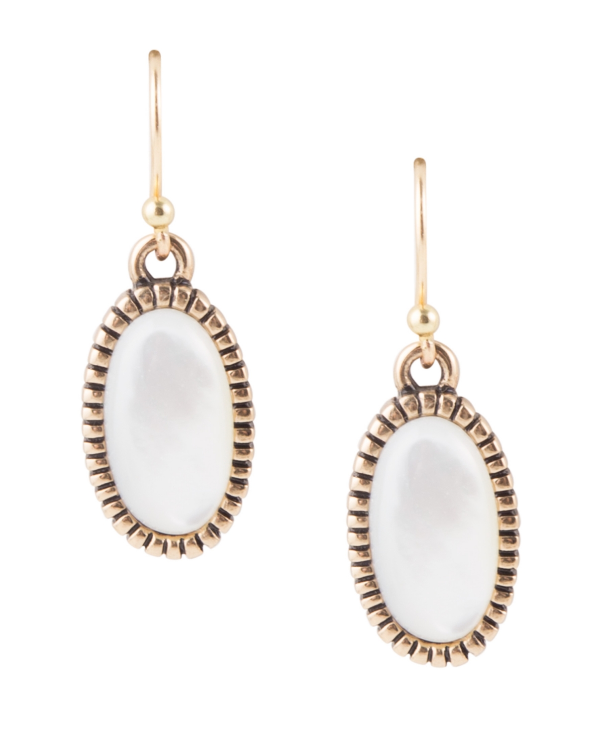 Roman Bronze and Genuine Mother-of-Pearl Drop Earrings - Mother-of-Pearl