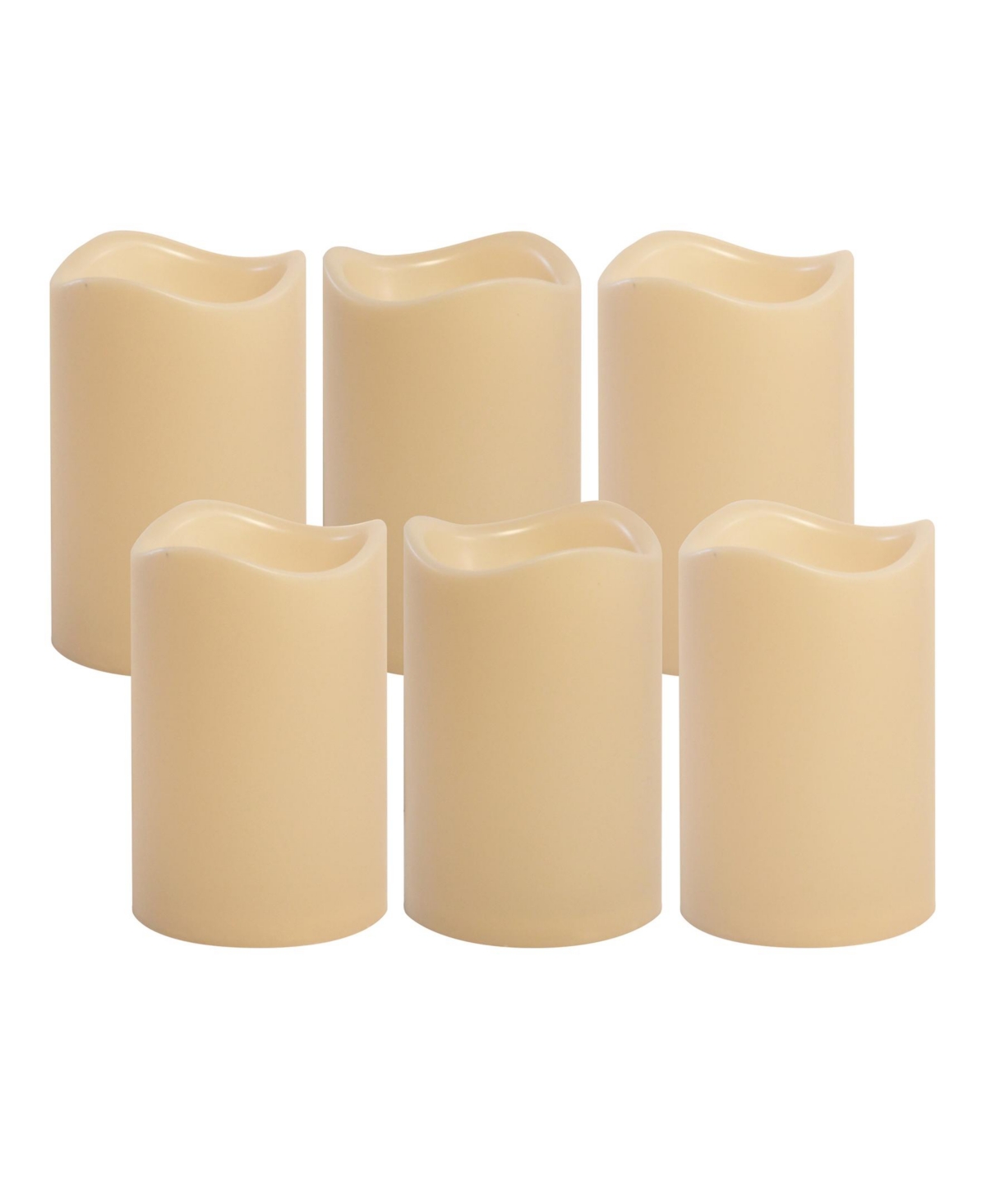 Battery Operated Led Pillar Candles, Set of 6 - Cream