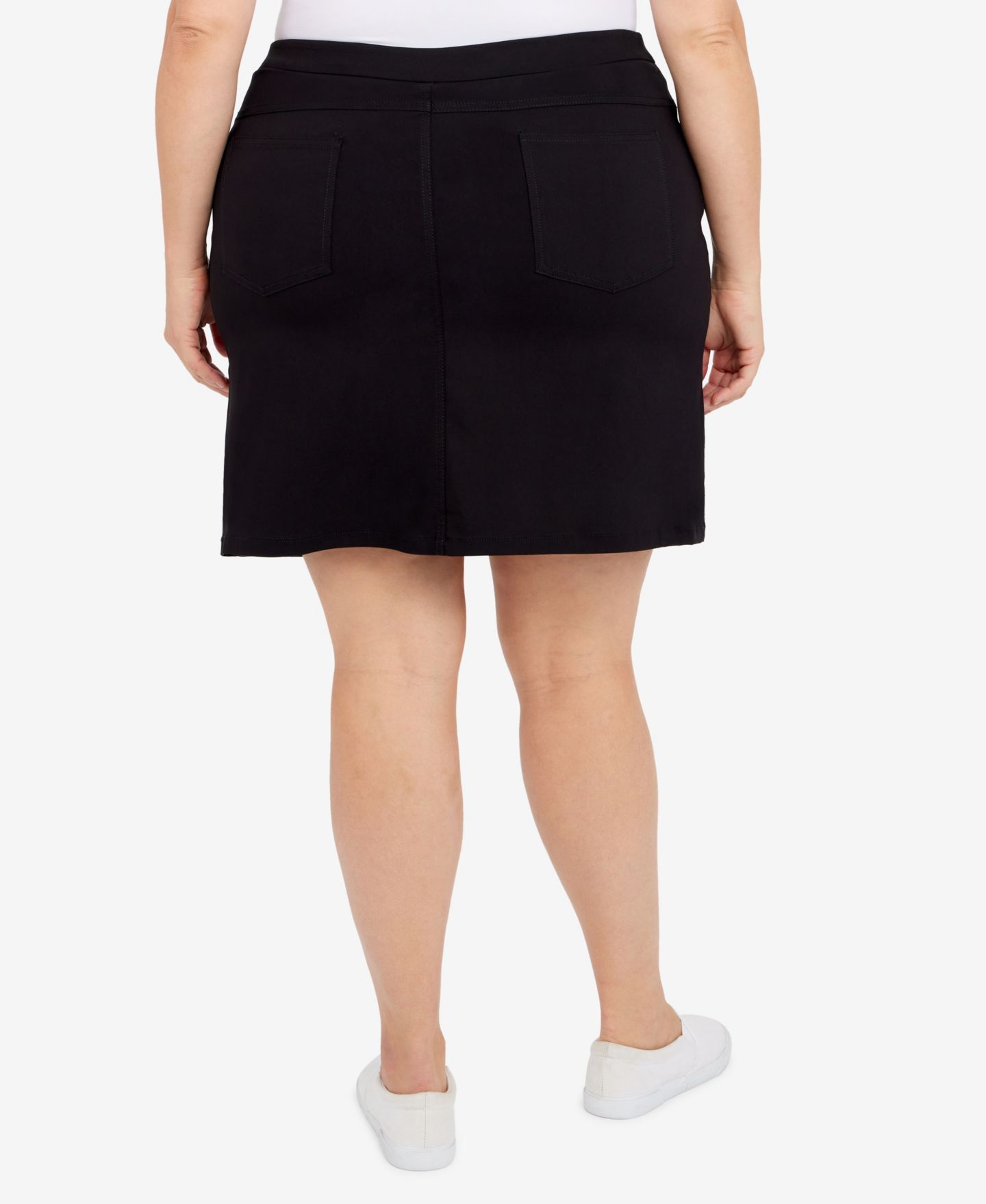 Женская юбка-шорты HEARTS OF PALM Plus Size Essentials Tech Stretch Pull On Skort with Elastic Wasitband, цвет: Чёрный — фото 2