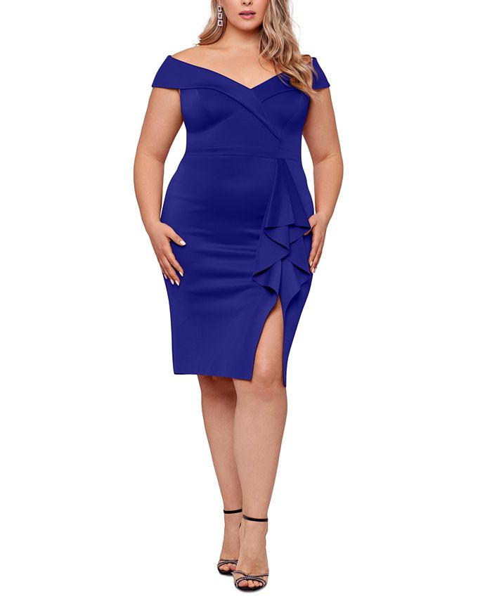Macy's xscape off the shoulder dress sales