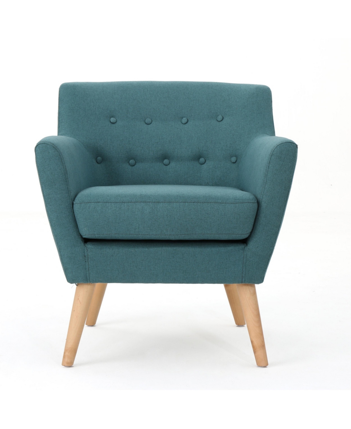 Noble House Meena Buttoned Mid Century Modern Fabric Club Chair In Teal