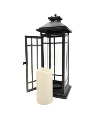 Battery Operated Metal Lantern with LED Candle - Window