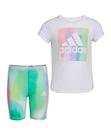 Baby Girls Top and Printed Bike Shorts Set, 2 Piece
