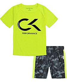 Toddler Boys 2 Piece Performance Logo T-shirt and Camo Knit Shorts Set