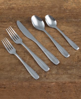 Waylen Mirror 40-Piece Flatware with Rustic Buffet, Service for 8