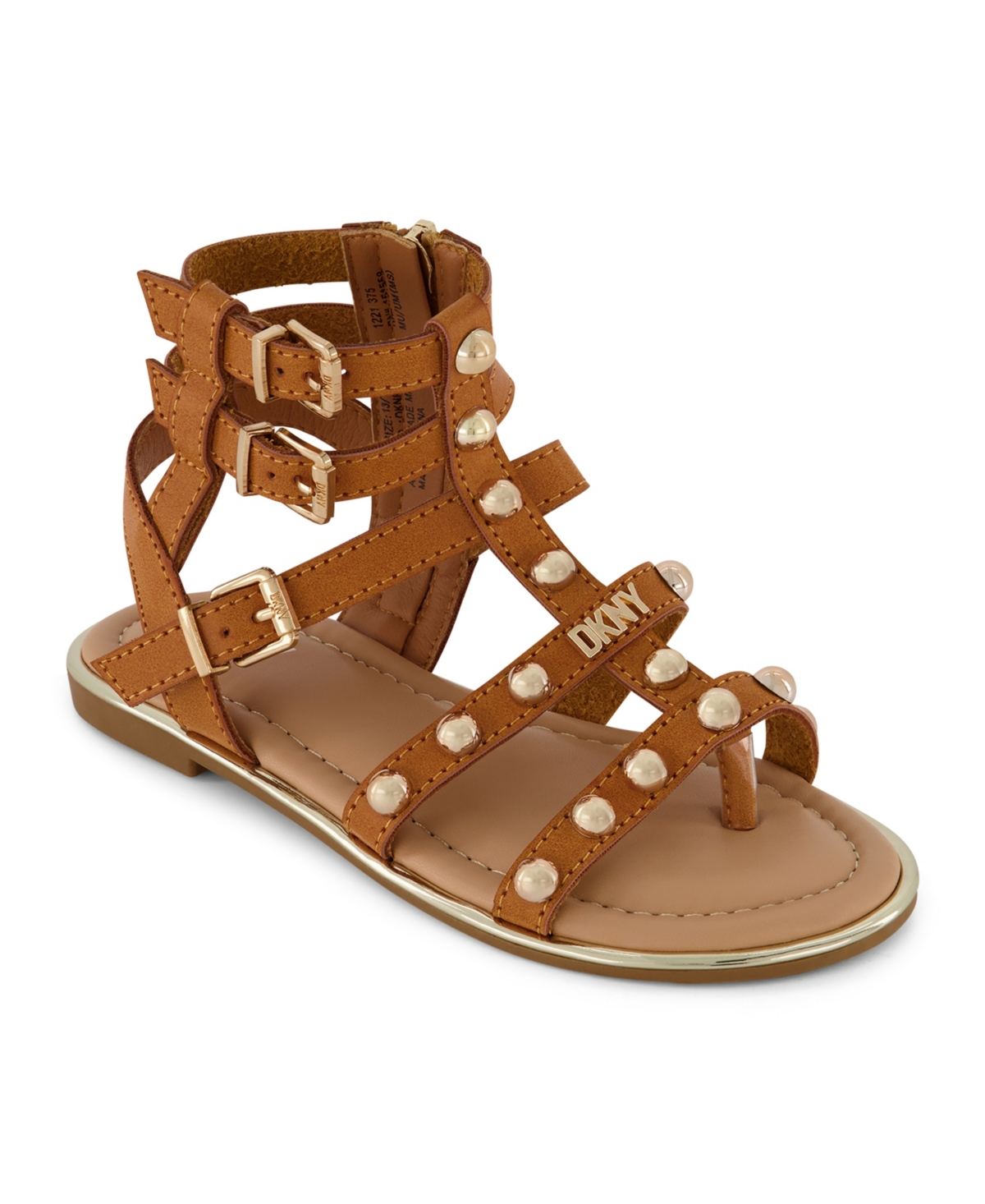 Shop Dkny Little Girls Padded Studded Gladiator Sandals In Cognac