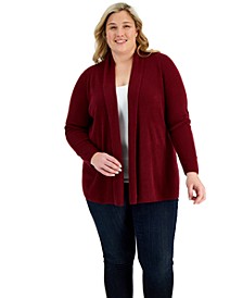 Plus Size Luxe-Soft Ribbed Cardigan, Created for Macy's