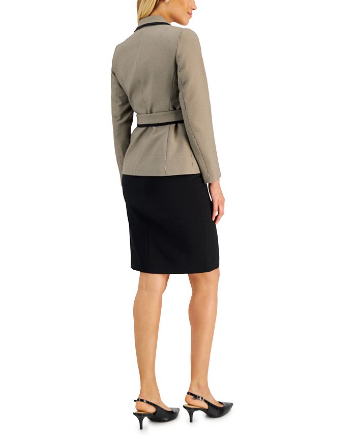 Le Suit Women's Contrast-Trim Tie-Waist Pencil Skirt Suit - Macy's