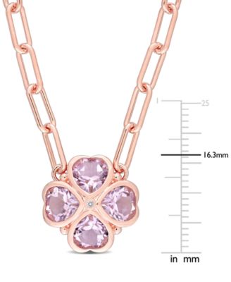 Rose Quartz (2-1/5 ct. t.w.) & Diamond Accent Heart Flower 18" Pendant Necklace in Rose Gold-Plated Sterling Silver