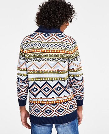 Sun + Stone Men's Braxton Jacquard Shawl-Collar Sweater, Created for ...