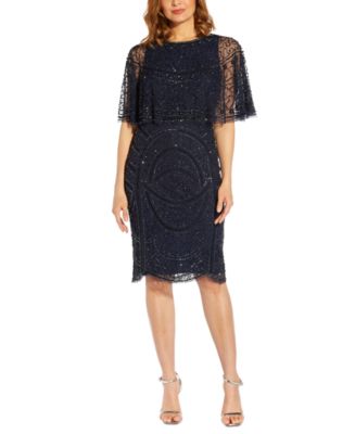 Adrianna Papell Women's Beaded Cape Cocktail Dress - Macy's