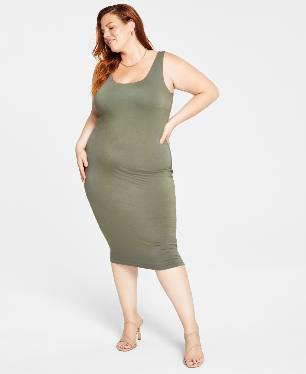 Macy's olive store green dress