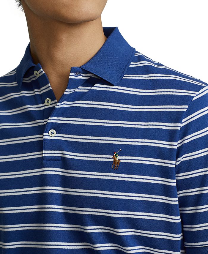 Ralph Lauren Men's Classic Fit Striped Soft Cotton Polo Shirt Blue Size X-Large