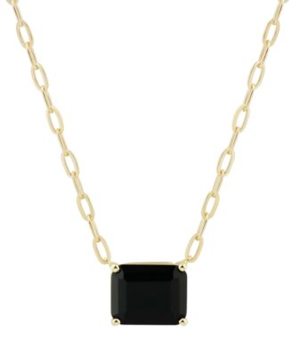 Macy's - Onyx Solitaire 18" Pendant Necklace in 14k Gold