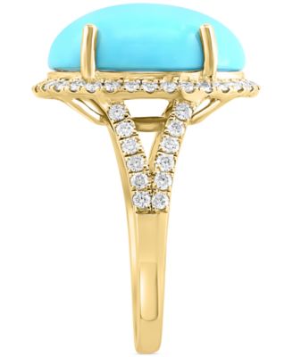 EFFY&reg; Turquoise & Diamond (5/8 ct. t.w.) Halo Ring in 14k Gold
