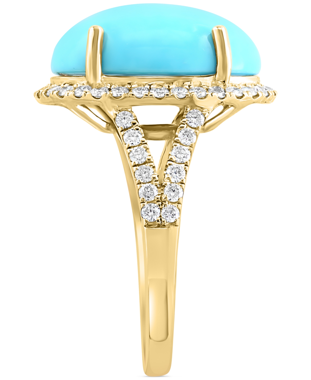 Effy Collection Effy Turquoise & Diamond (5/8 Ct. T.w.) Halo Ring In 14k Gold In 14k Yellow Gold