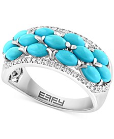 EFFY® Turquoise & Diamond (1/4 ct. t.w.) Statement Ring in 14k White Gold