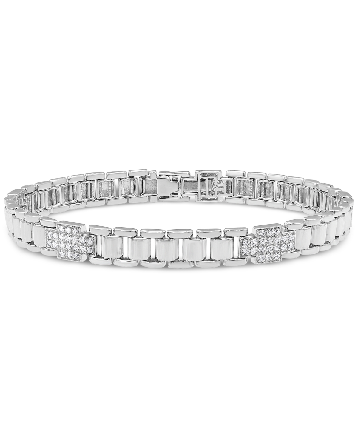 Shop Macy's Men's Diamond Cluster Watch Link Bracelet (1 Ct. T.w.) In 10k Gold In White Gold