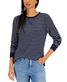 Women's Striped Waffle-Knit Top, Created for Macy's