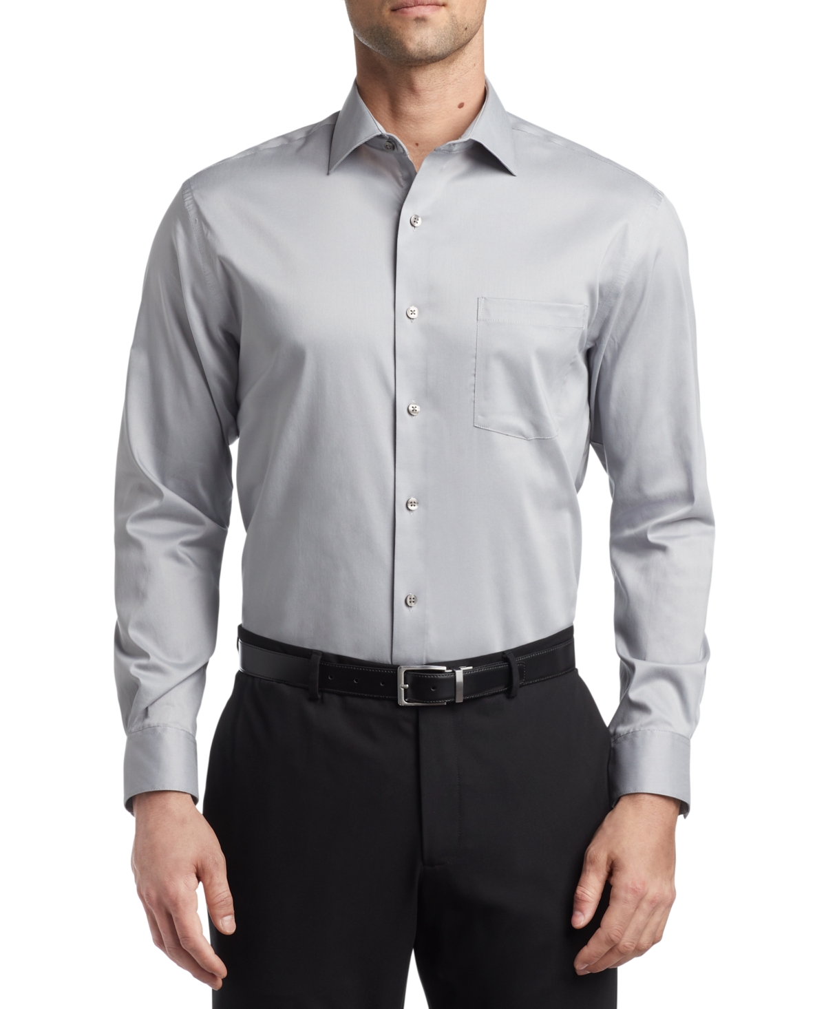 Shop Van Heusen Men's Regular-fit Ultraflex Dress Shirt In Grey Mist
