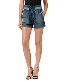 Women's Belted Cinched Paper-Bag Waist Shorts