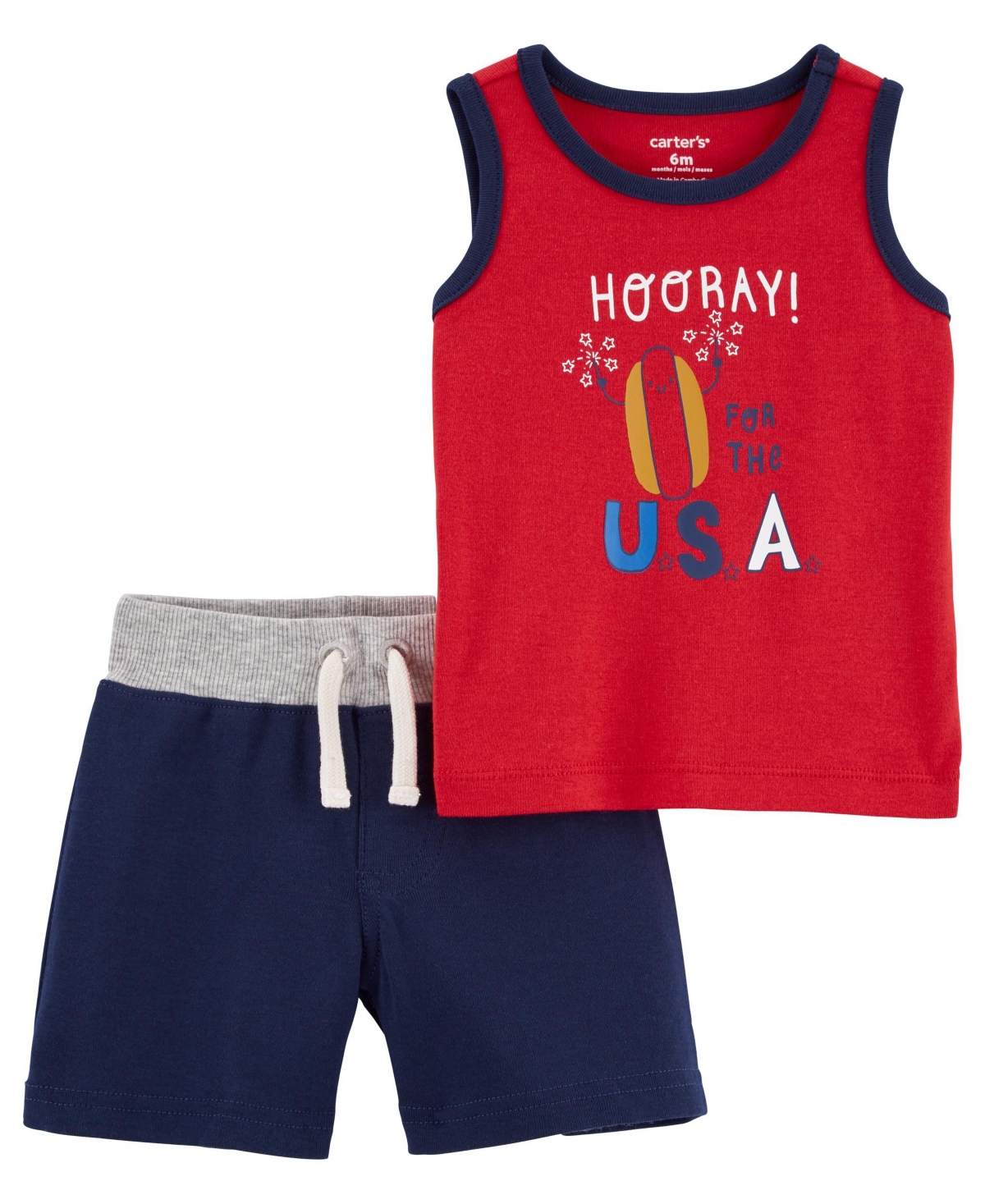 Carter's Kids' Baby Boys 2piece Hooray Usa Tank And Shorts Set In Red