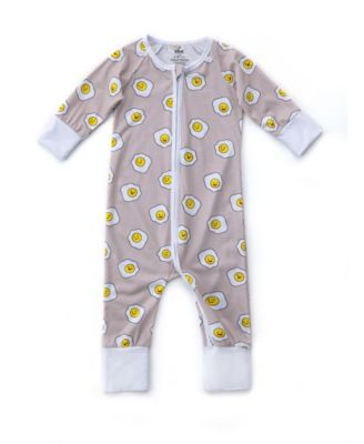 Earth Baby Outfitters Baby Boys or Baby Girls 2 Way Zippy Romper - Purple, Happy Eggs