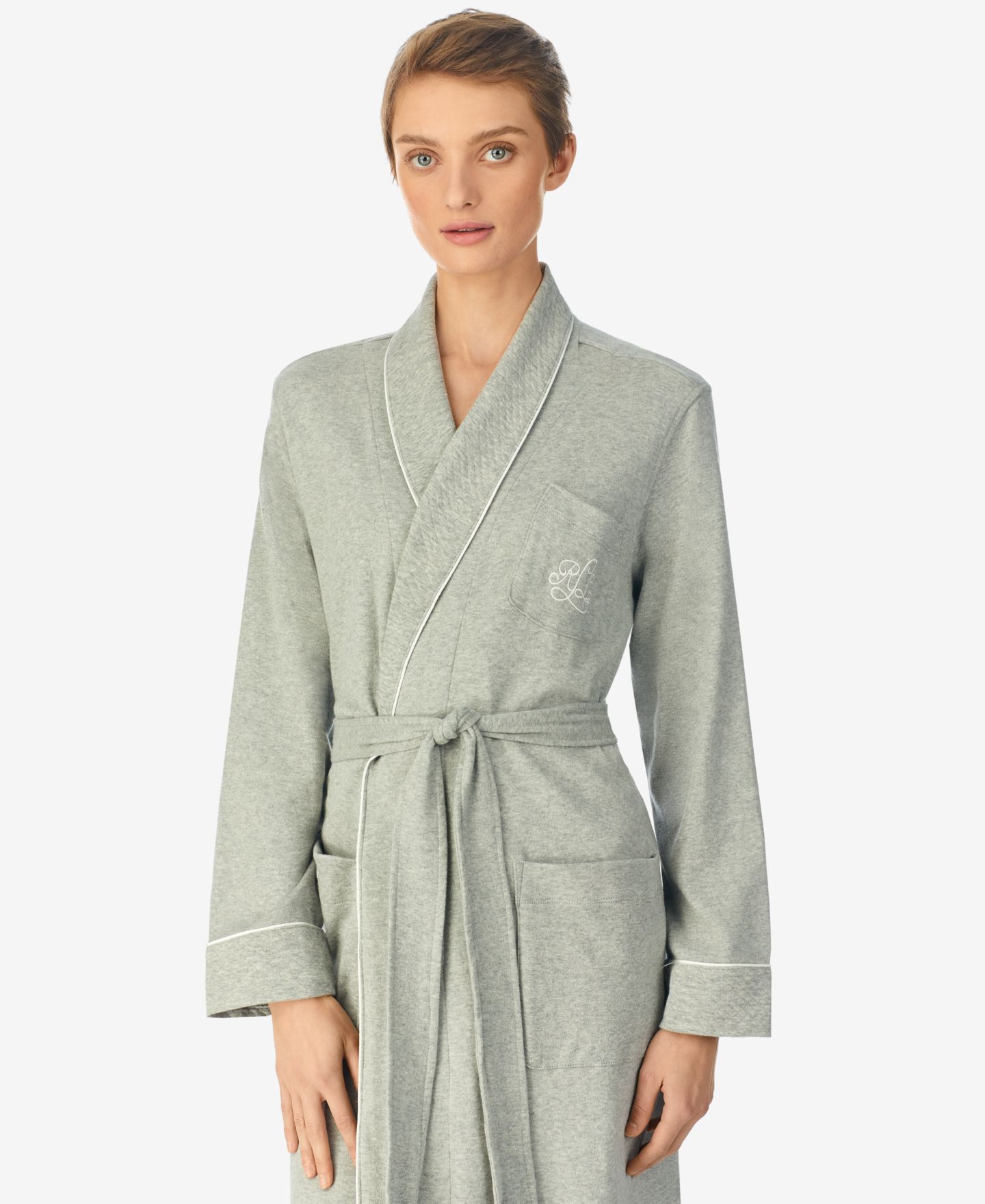 Халат Quilted Shawl Collar — Lauren Ralph Lauren, цвет: Меланжевый серый — фото 3