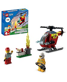 City Fire Helicopter Building Kit, Firefighter and Hotdog Server Mini figures, 53 Pieces
