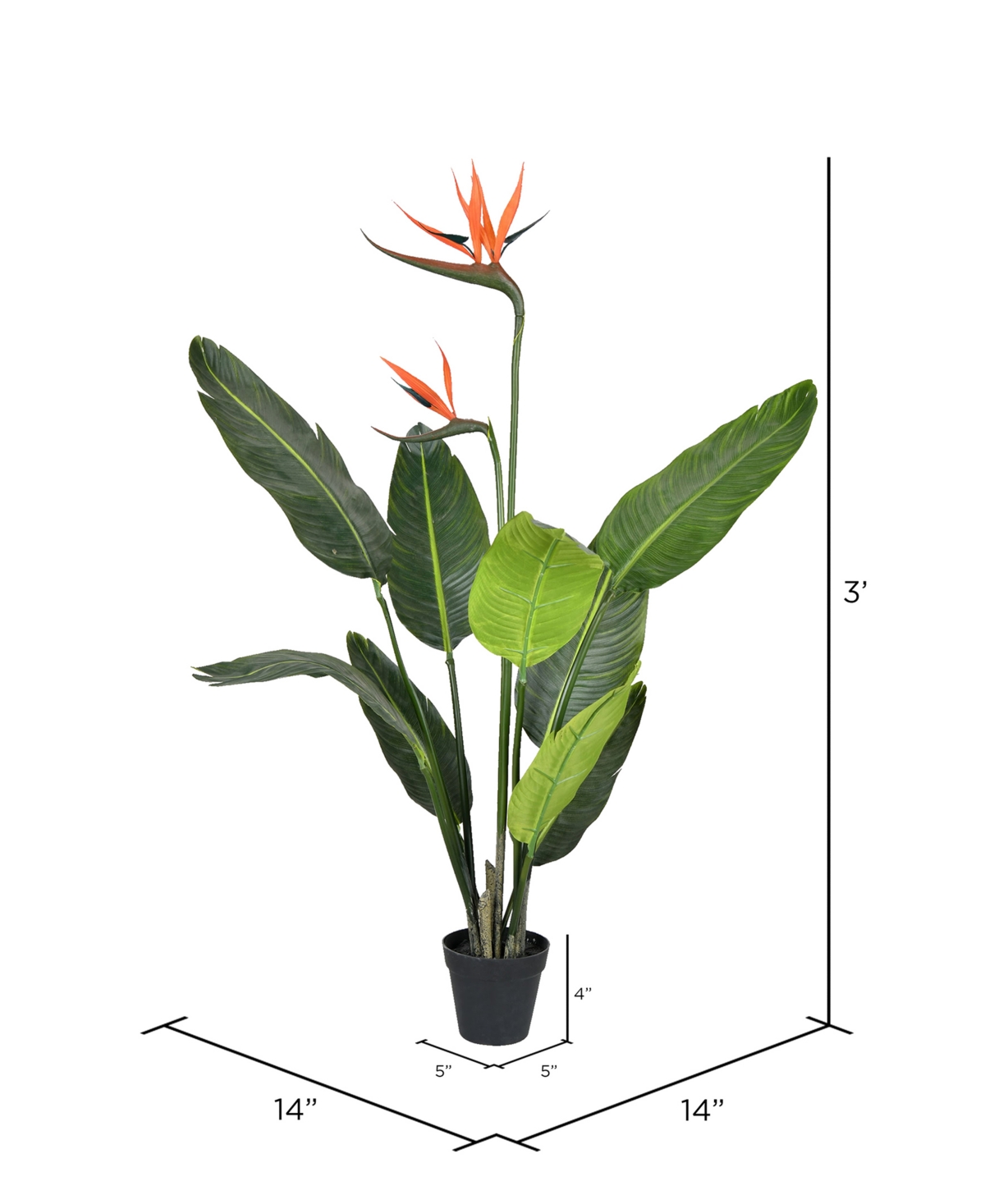 Vickerman 3' Artificial Potted Bird Of Paradise Palm Tree In Green