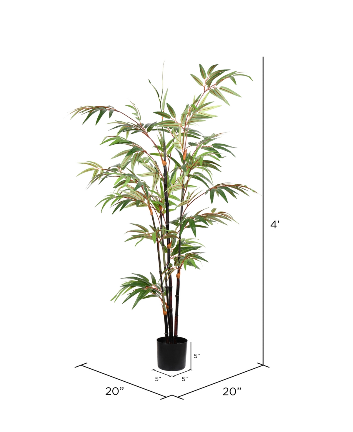 Vickerman Artificial Potted Black Japanese Bamboo Tree