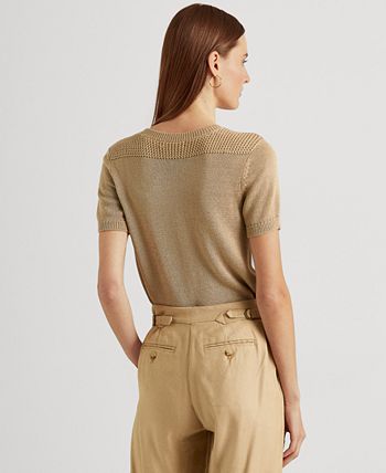 Lauren Ralph Lauren Cotton-Blend Short-Sleeve Sweater - Macy's