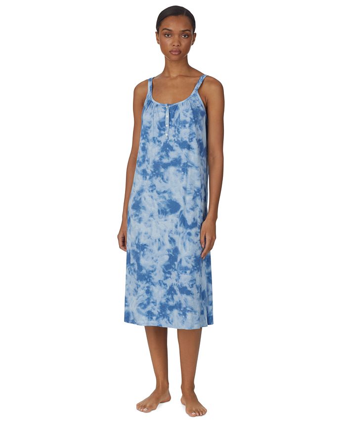 Lauren Ralph Lauren Women's Strappy Tie-Dyed Nightgown - Macy's