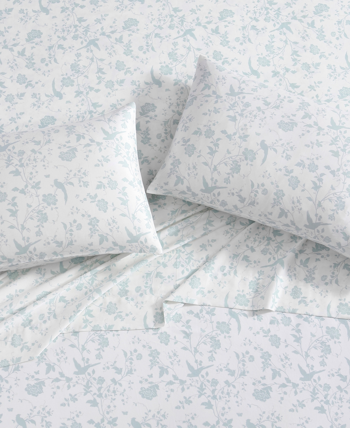 Laura Ashley 300 Thread Count Cotton Sateen Pillowcase Pair, Standard In Ramona