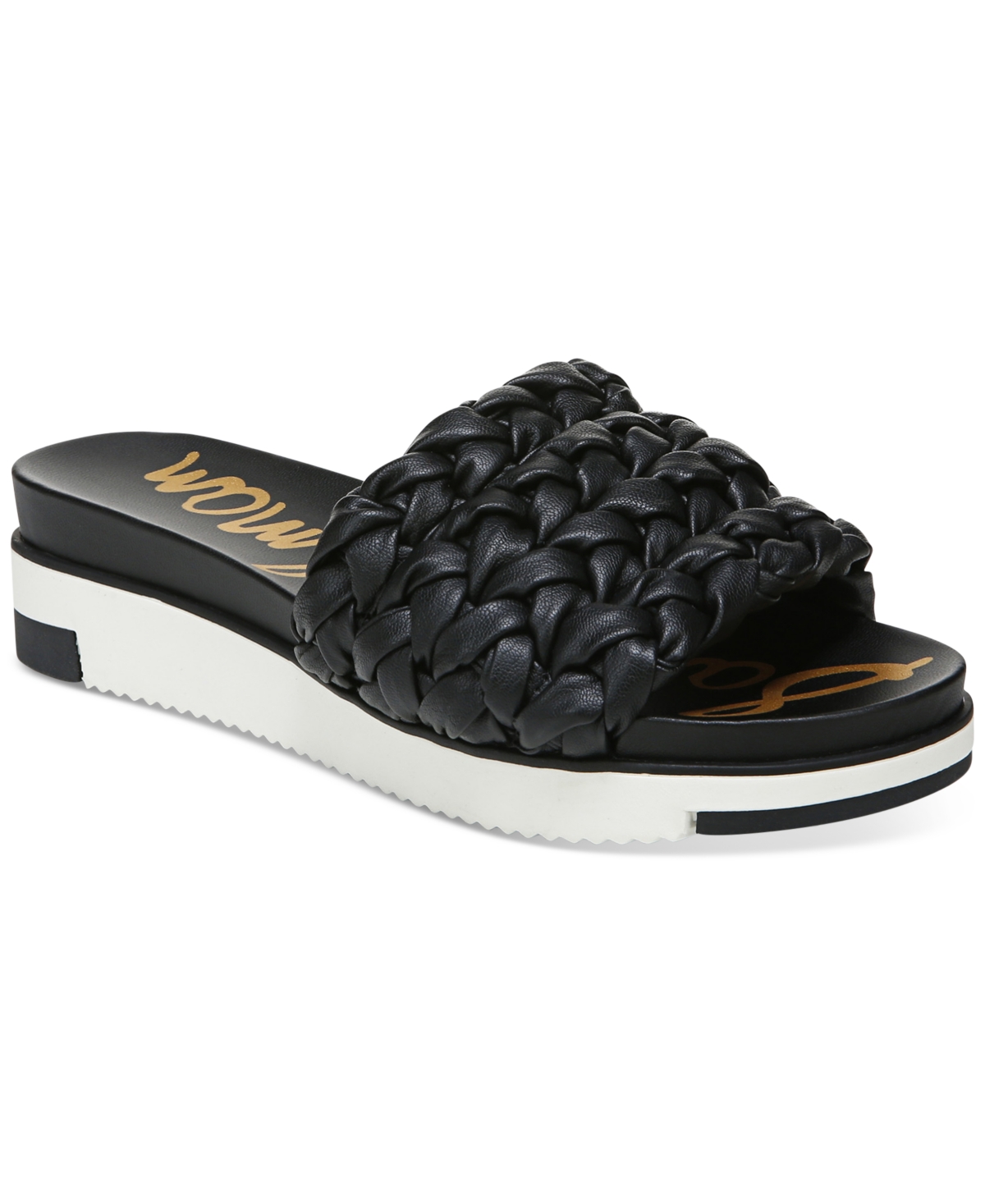 Sam Edelman Ainslie Womens Faux Leather Braided Platform Sandals In Black