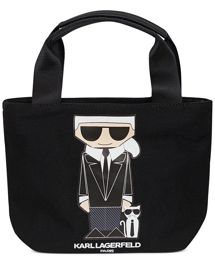 Karl Lagerfeld Paris Black TAXI KRISTEN Logo Print Canvas Tote Bag - Foto 8