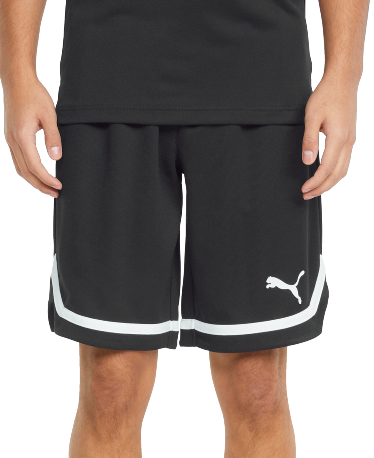 Puma Men's Rtg Regular-fit Moisture-wicking Mesh 10" Basketball Shorts In Black