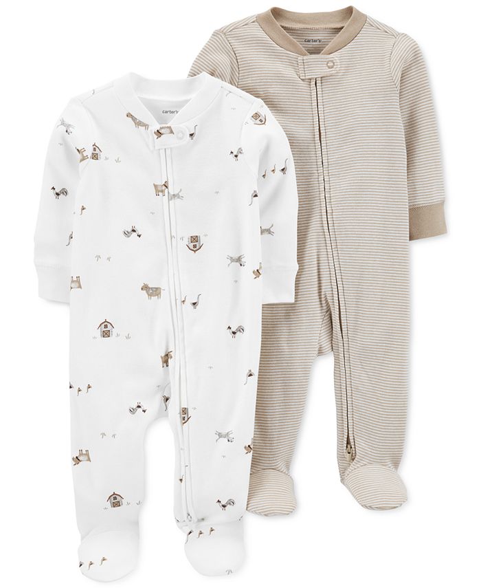 Carter's Baby Boys or Baby Girls Two Way Zip Footed Coveralls