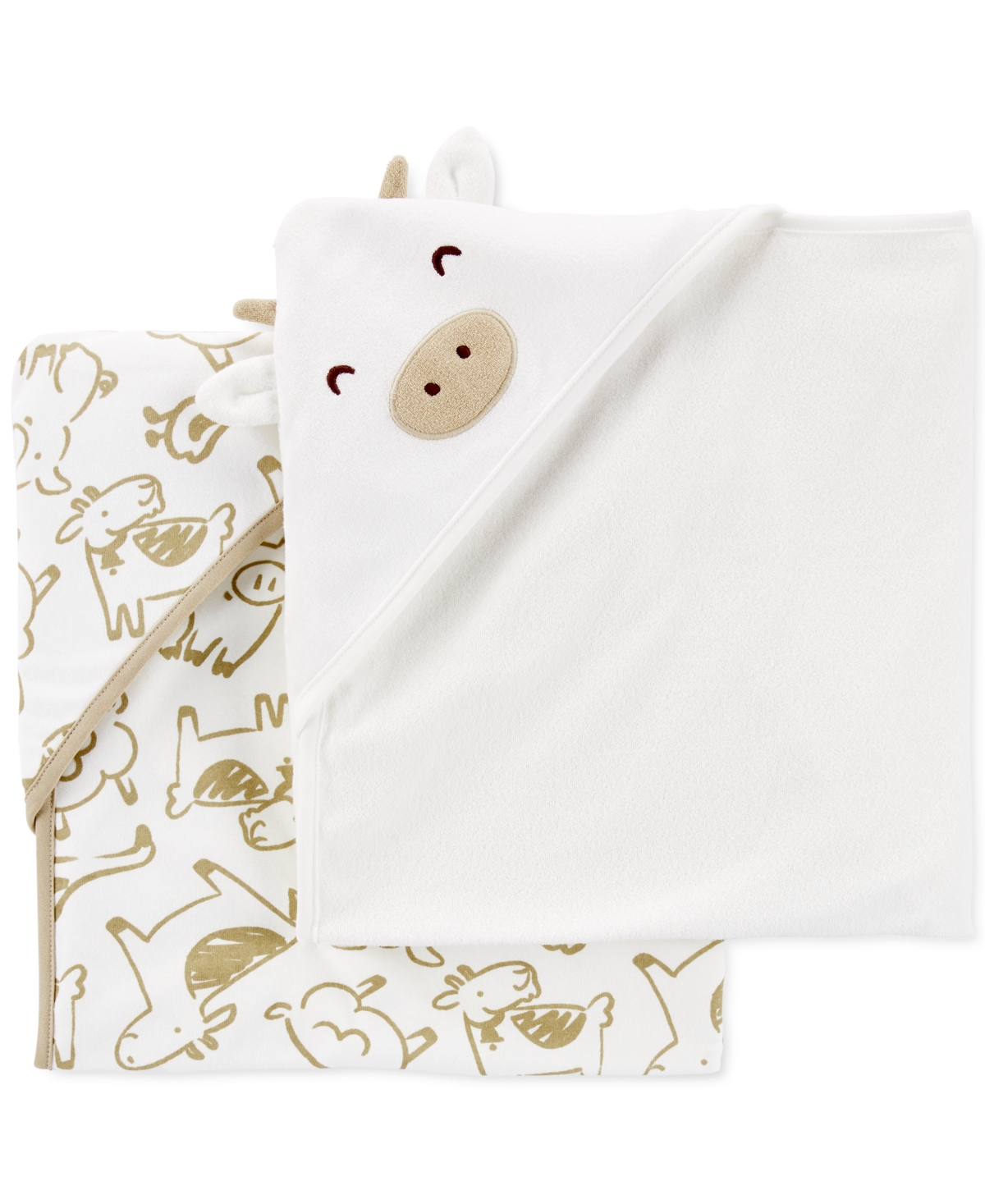 Carter's Baby 2-pack Hooded Baby Towels In Ivory