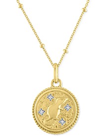 Diamond Accent Chinese Zodiac Disc 18" Pendant Necklace in 14k Gold-Plated Sterling Silver