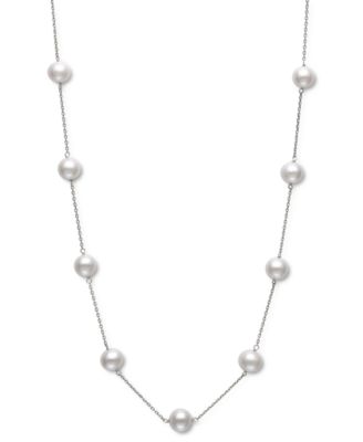Belle de Mer - Cultured Freshwater Pearl (7-8mm) 17" Collar Necklace in 14k White Gold