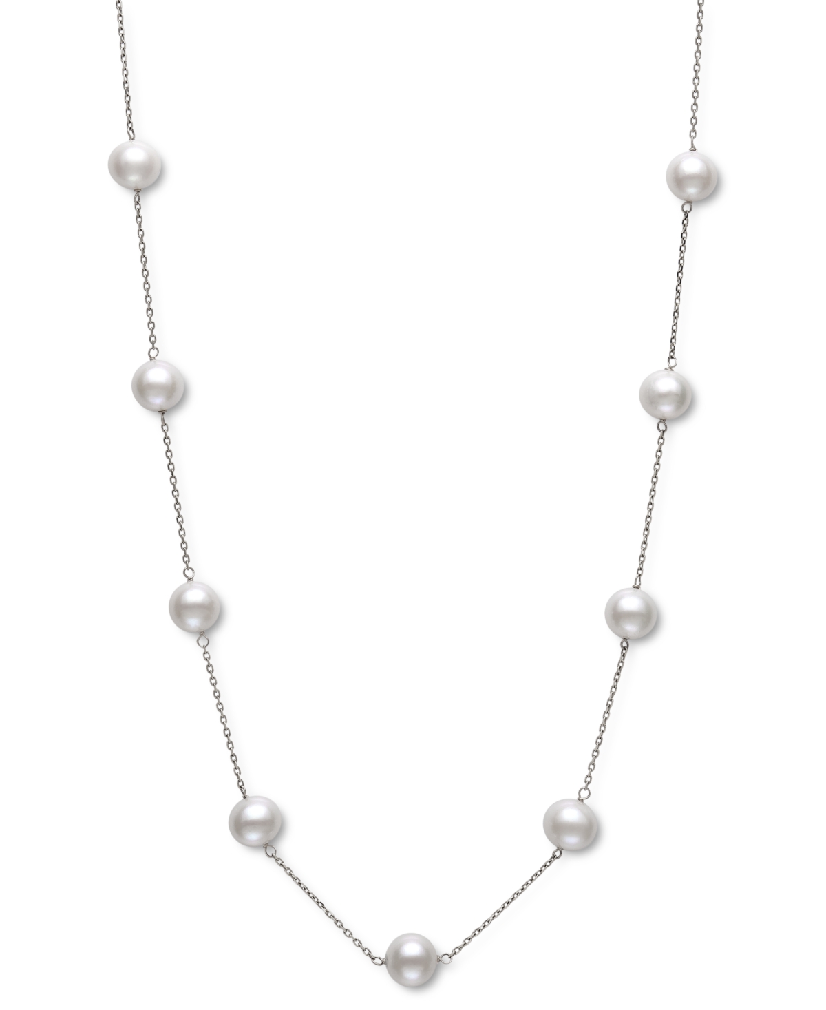 Belle De Mer Cultured Freshwater Pearl (7-8mm) 17" Collar Necklace In 14k White Gold