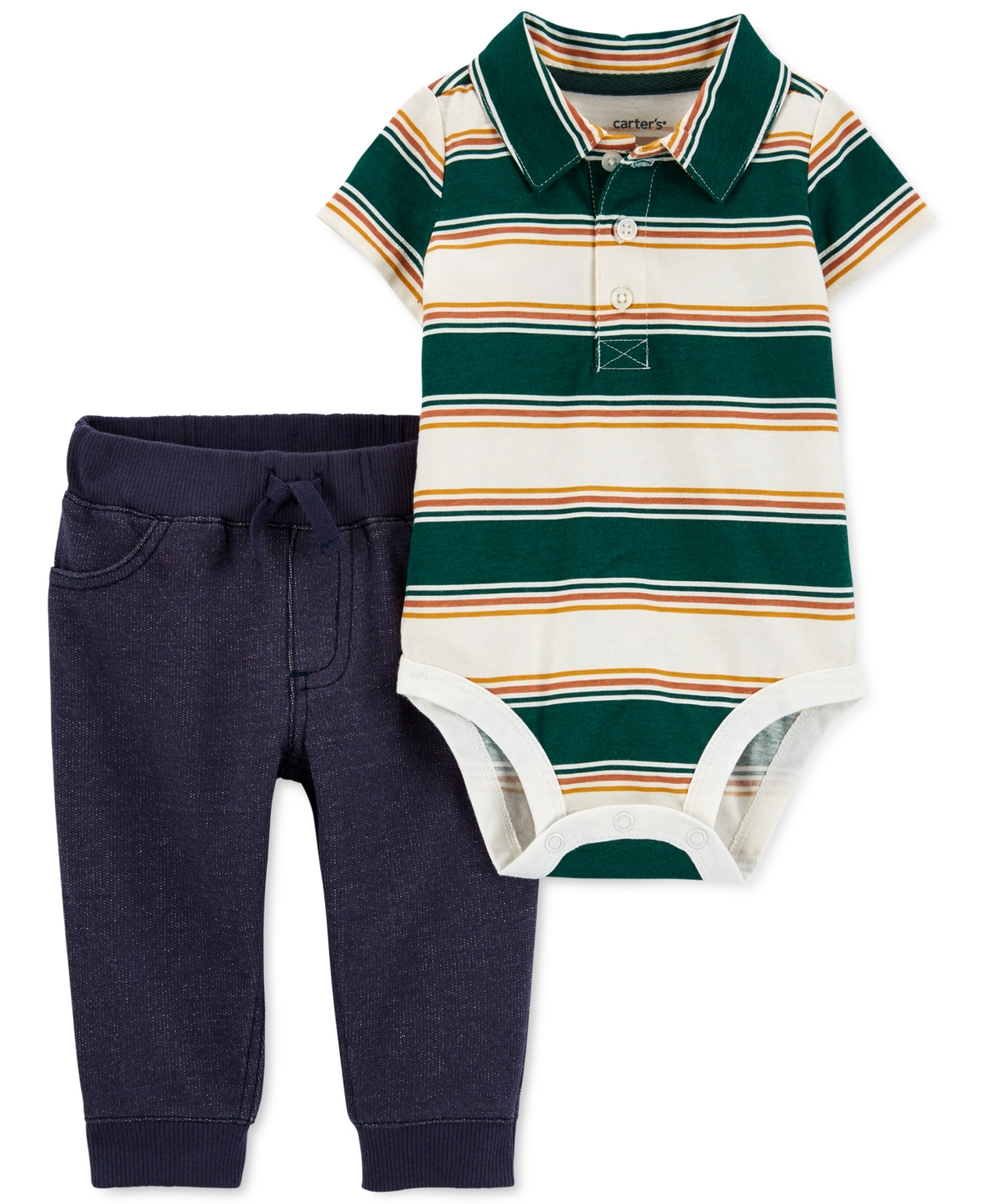 Carter's Baby Boys 2-Pc. Polo Bodysuit & Pants Set - Macy's