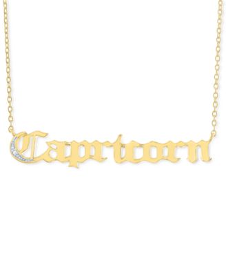 Diamond Accent Zodiac Name 18" Pendant Necklace in Sterling Silver or 14k Gold-Plated Sterling Silver